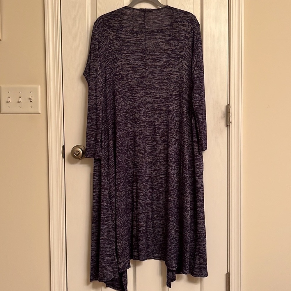 LuLaRoe Blue & White Sarah Open Cardigan Sweater Front Pockets Rayon-Blend 6-8 - Picture 2 of 9